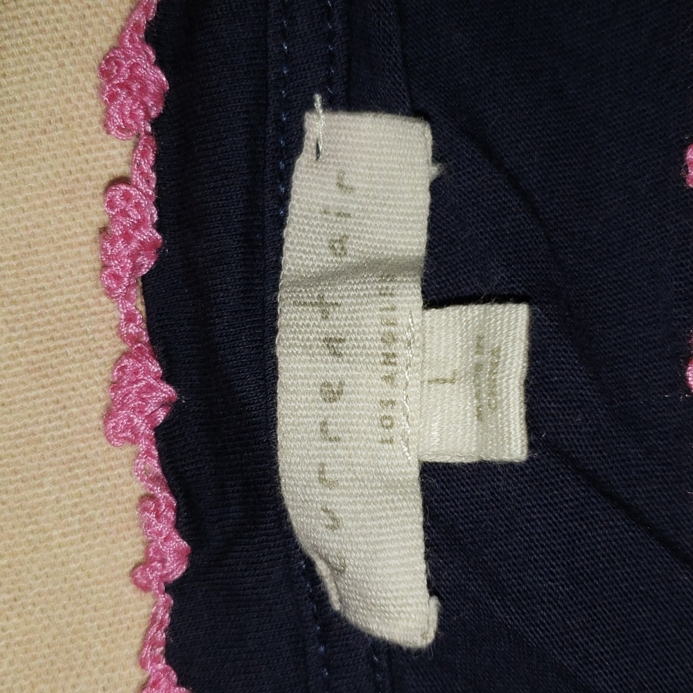 Pink Crochet Edge. Blue Tee Pink Accent. Knit - Picture 4 of 8
